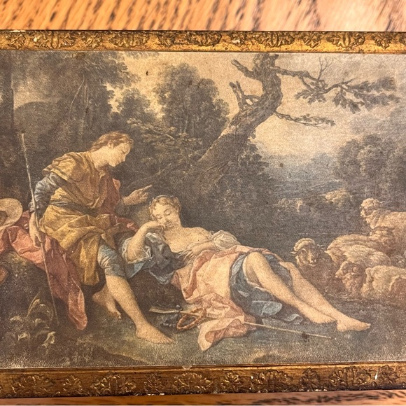 Vintage Italian Florentine Gilded Mini handmade Wooden Trinket Vanity Box - Picture 2 of 10